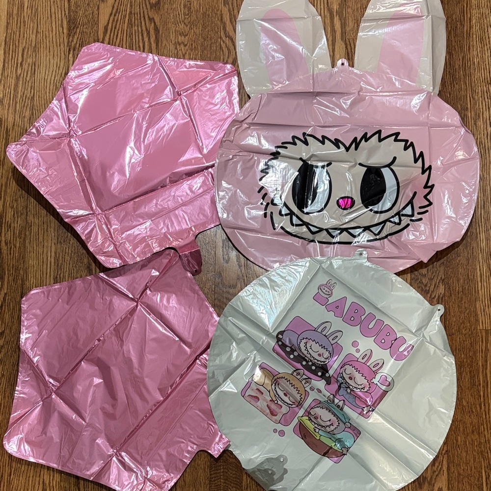 Cute Pink and Gray labubu Balloons